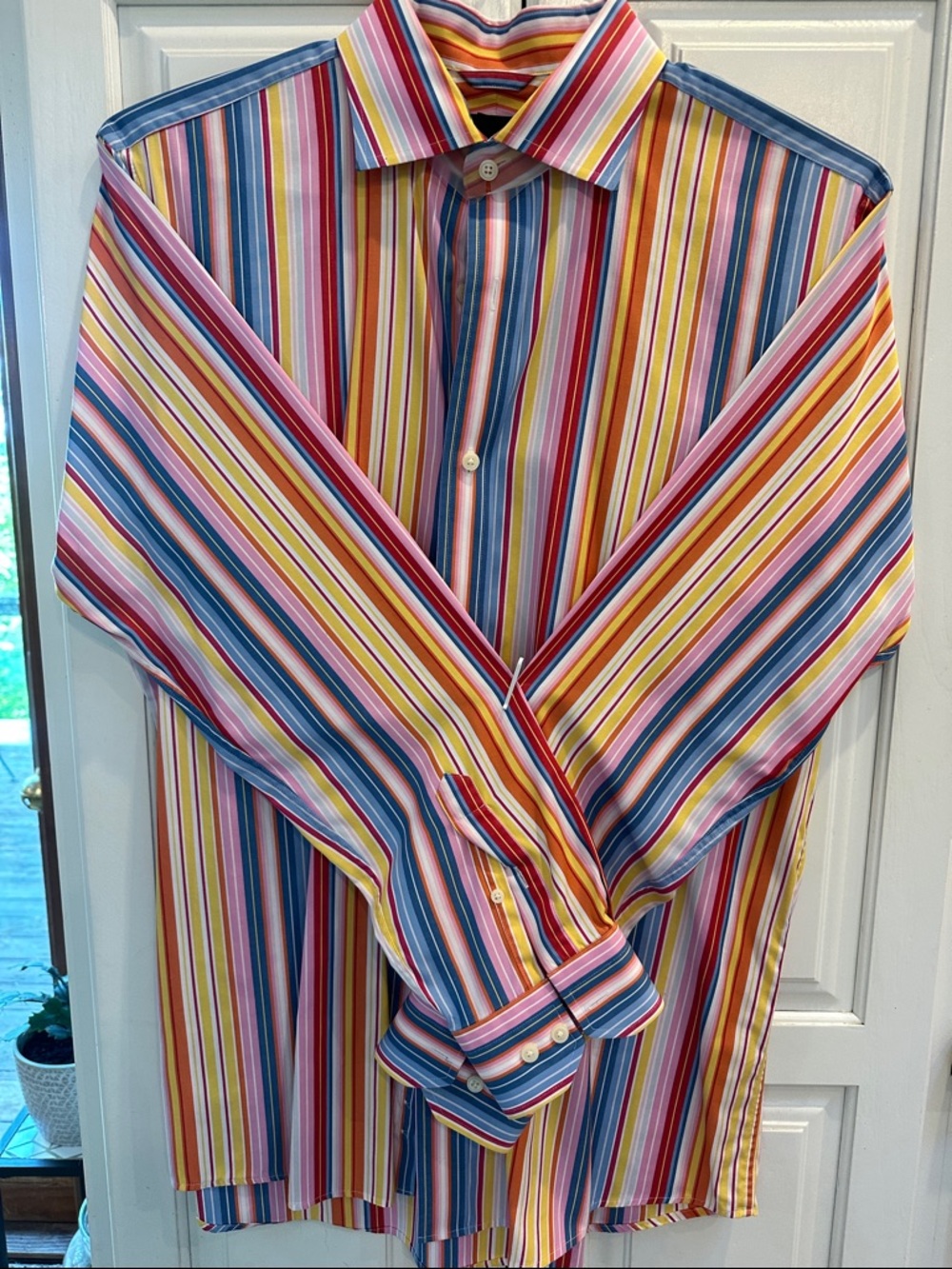 Express Multicolor Striped Dress Shirt in Blue, Red, Yellow, Pink, Cream